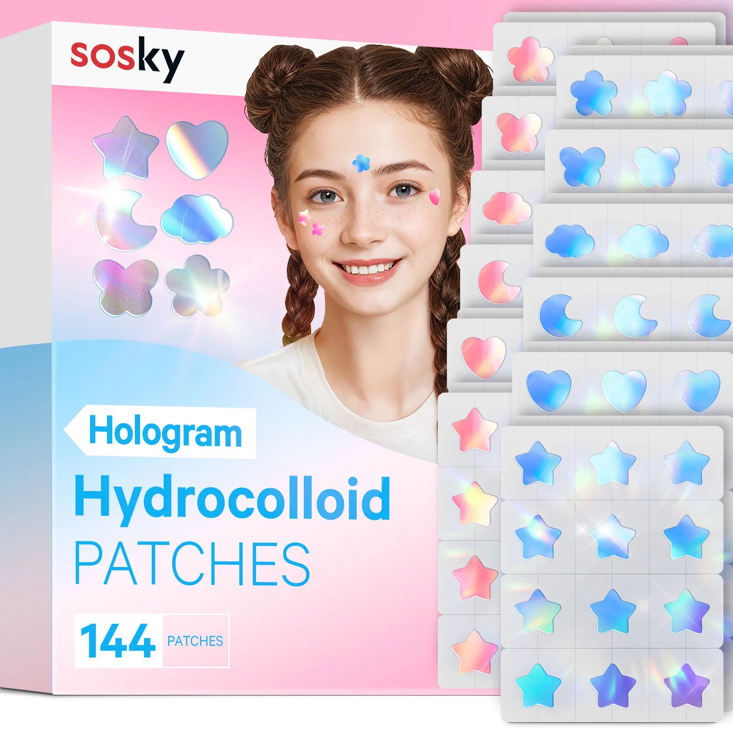 Cute+Hologram Hydrocolloid Pimple Patches--Multi-Shape