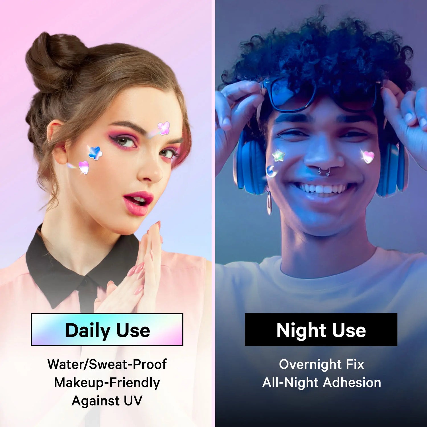 Cute+Hologram Hydrocolloid Pimple Patches--Multi-Shape(72pcs)