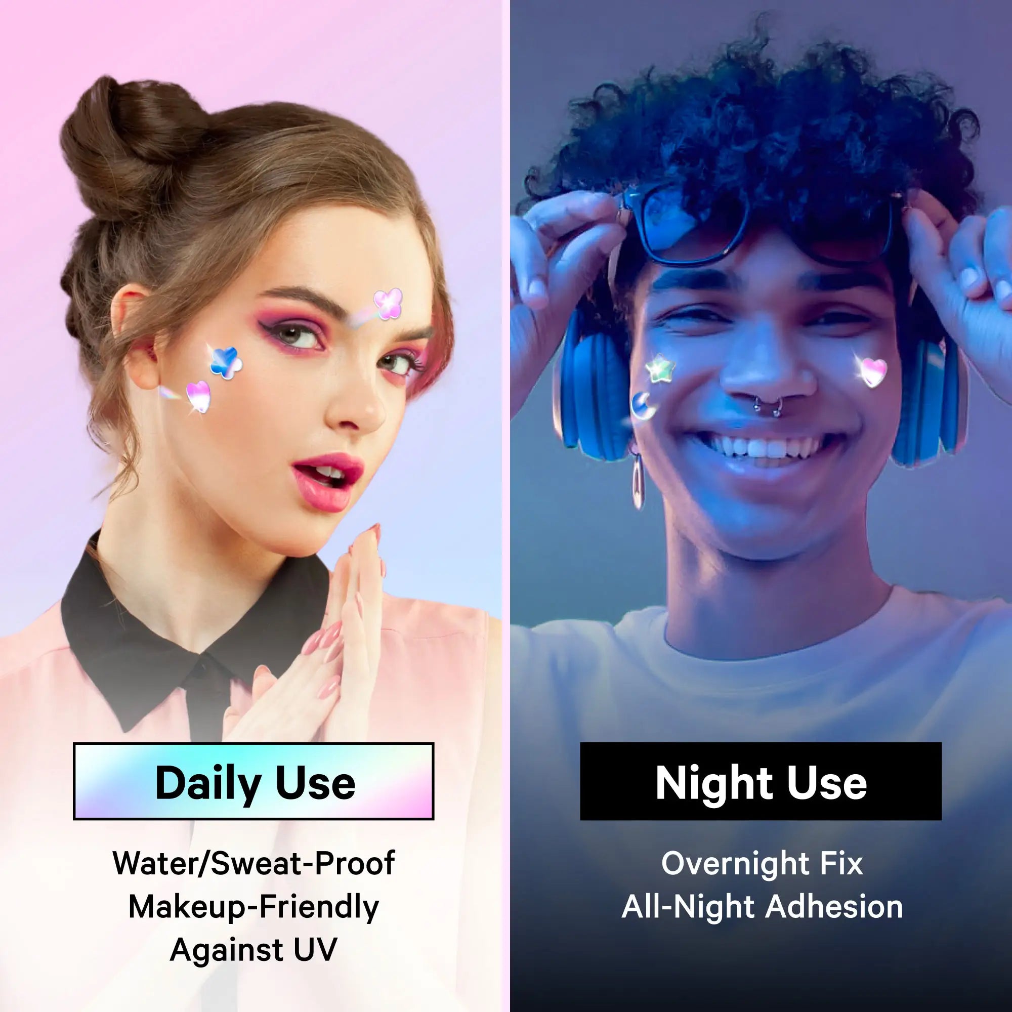 Cute+Hologram Hydrocolloid Pimple Patches--Multi-Shape(72pcs)