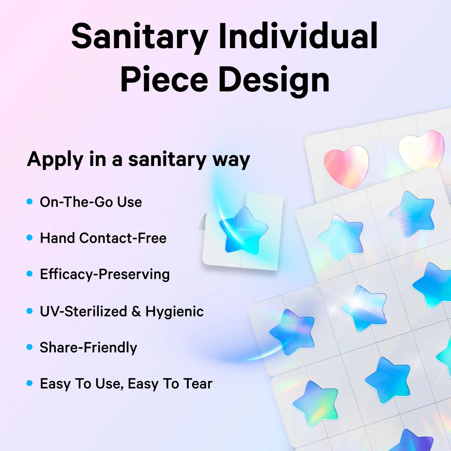 Cute+Hologram Hydrocolloid Pimple Patches--Multi-Shape(72pcs)