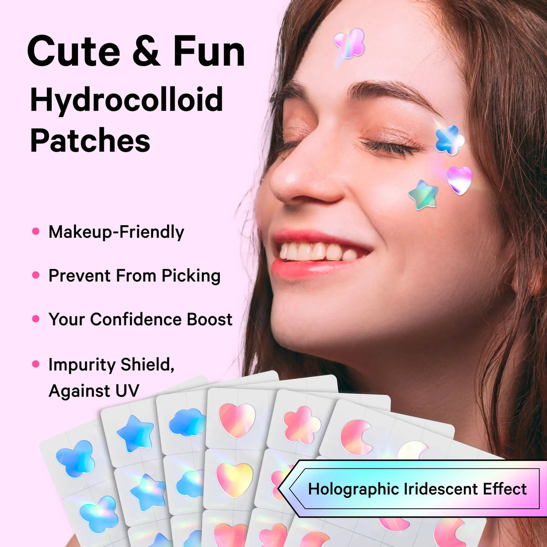Cute+Hologram Hydrocolloid Pimple Patches--Triple-Shape